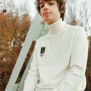 KARL JACOBS Enchantment Classic Cream Knit Wool Blend Turtleneck Sweater